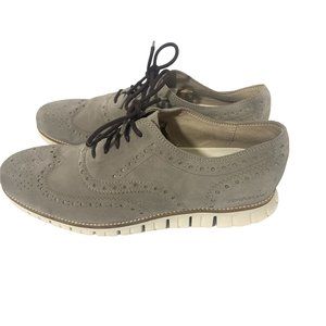 Cole Haan Men's Zerogrand Wingtip Oxford suede gray ivory size 12